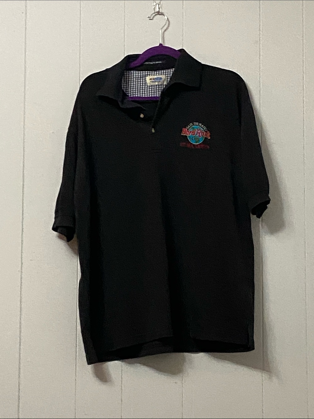 Flawed Vintage Hard Rock Cafe Black Polo with Embroidered Logo St. Maarten XL